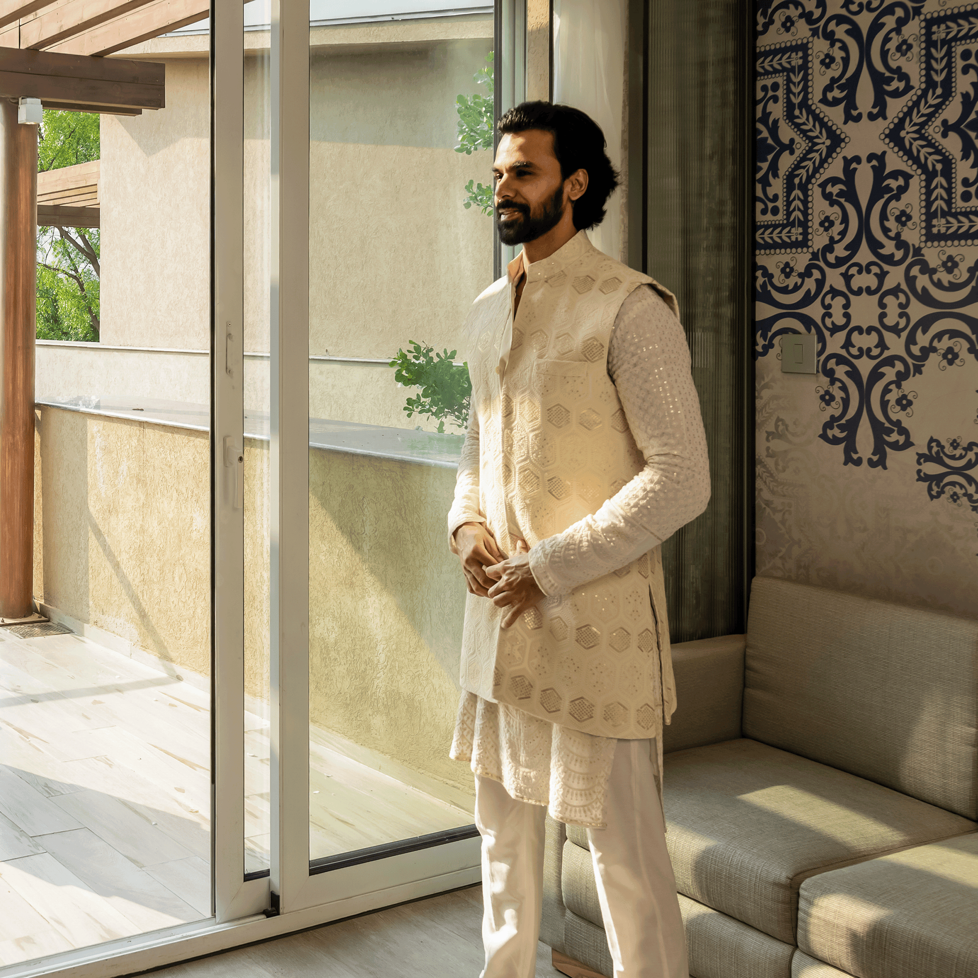 Ivory Elegance: Classic Kurta Set with Jacket