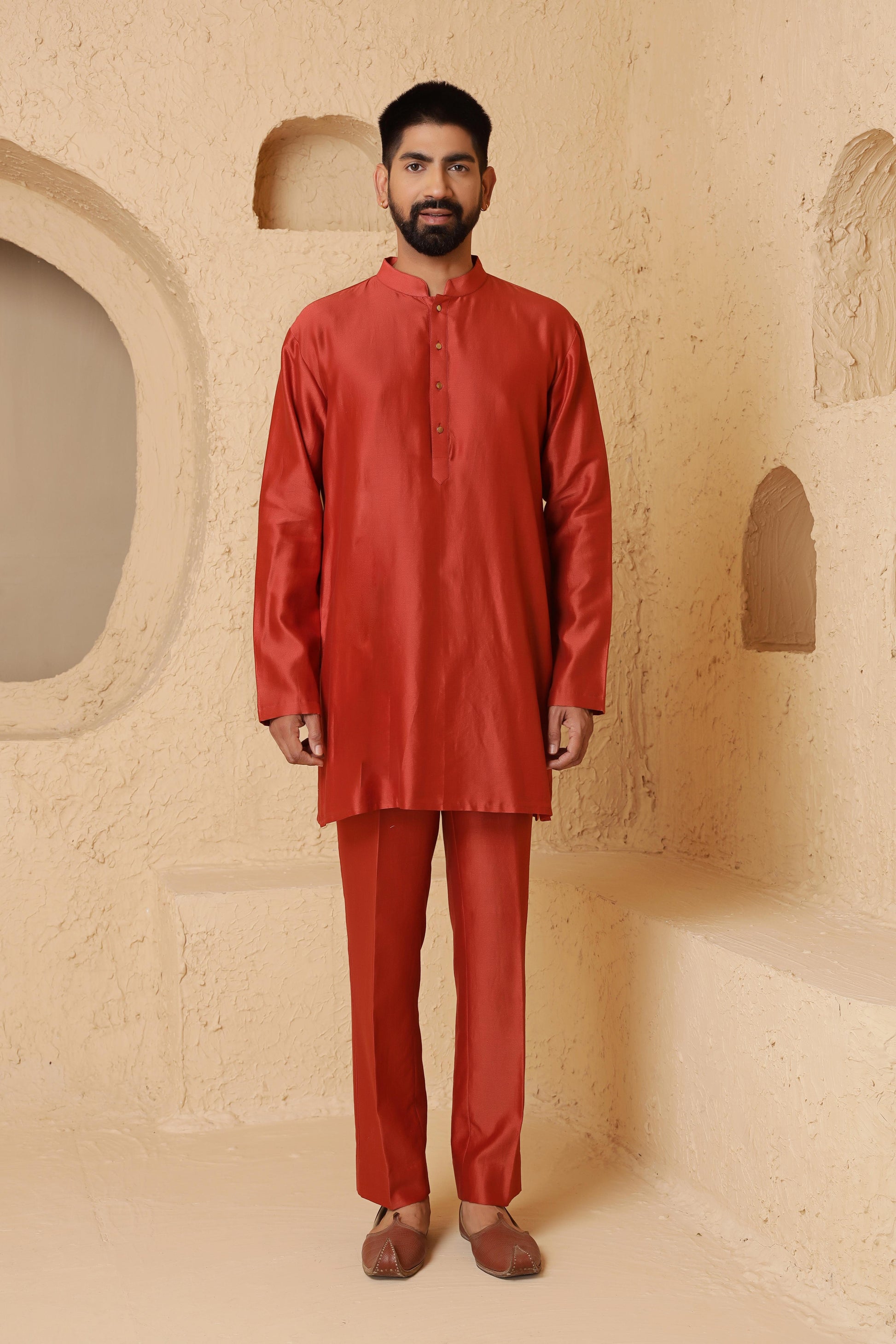 Rust Embroidery Jacket Set