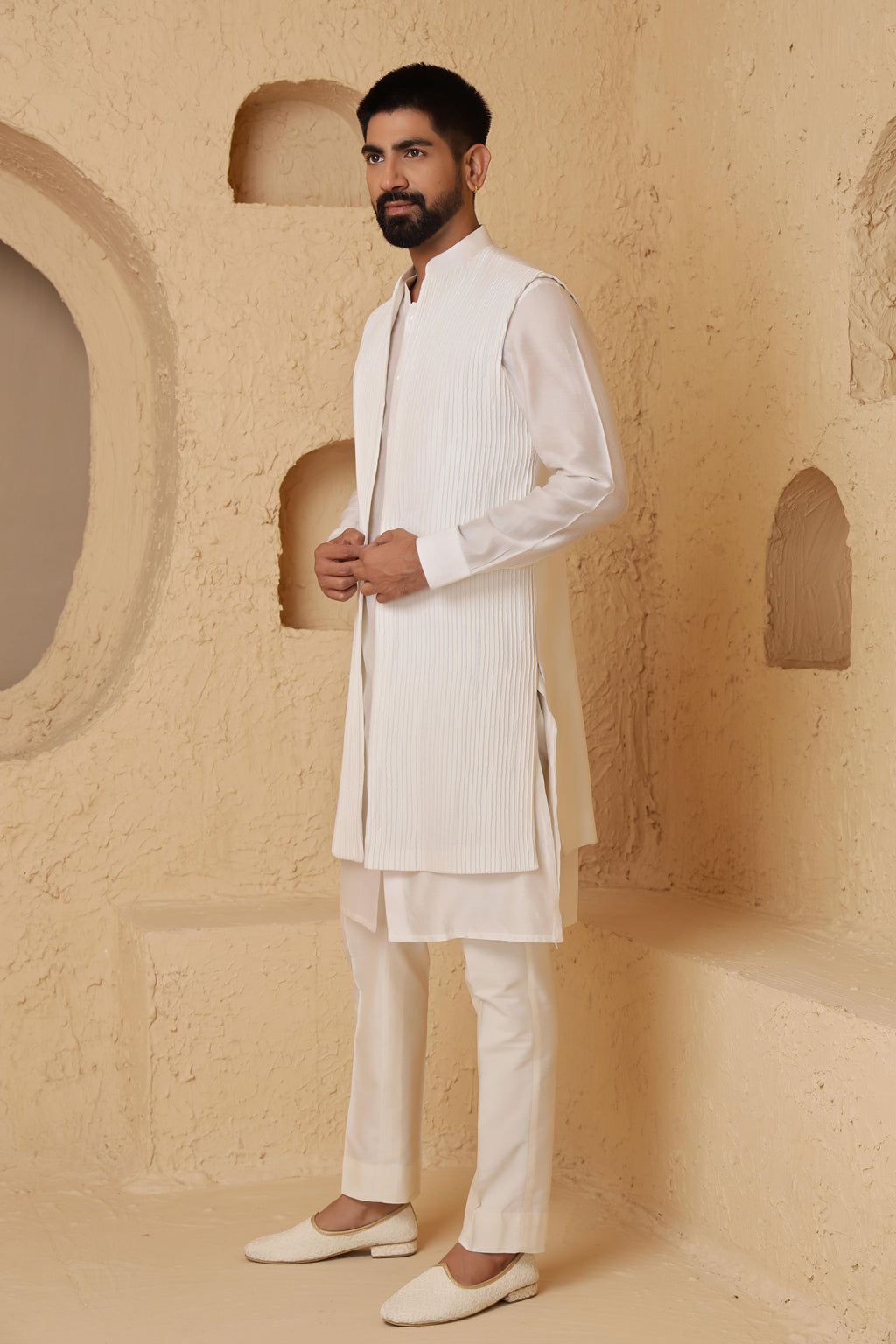 Ivory Nalki Long Open Jacket Set