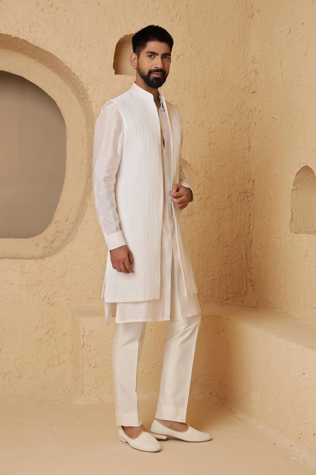 Ivory Nalki Long Open Jacket Set