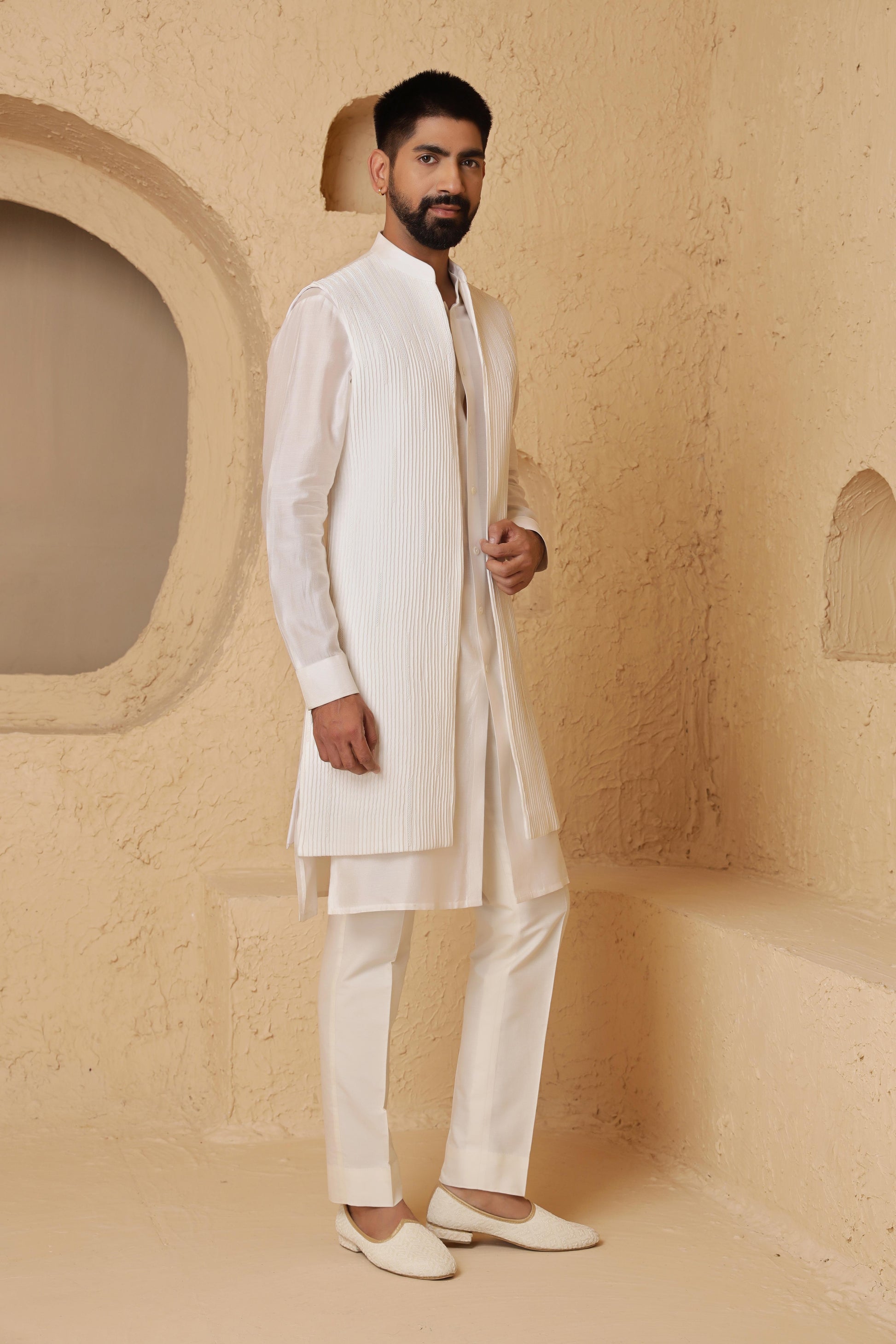 Ivory Nalki Long Open Jacket Set