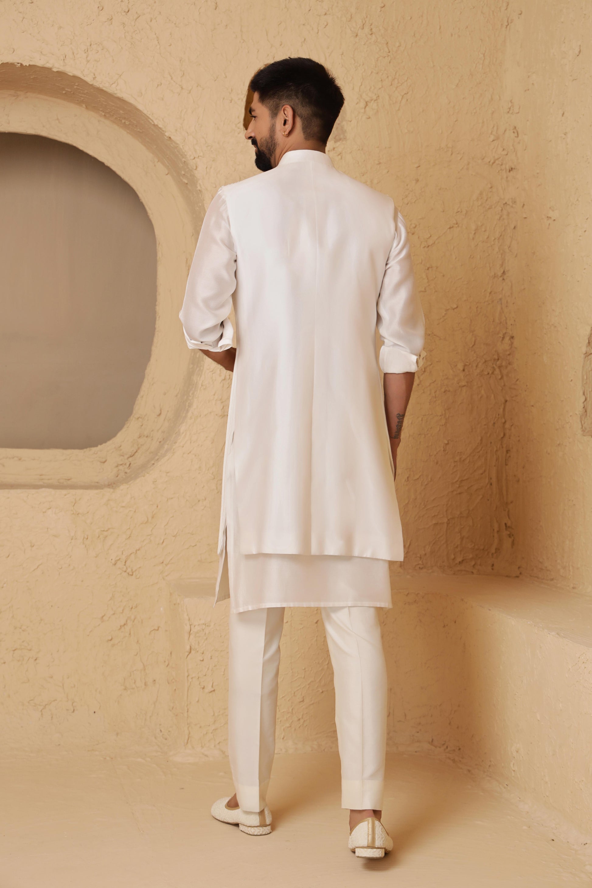 Ivory Nalki Long Open Jacket Set