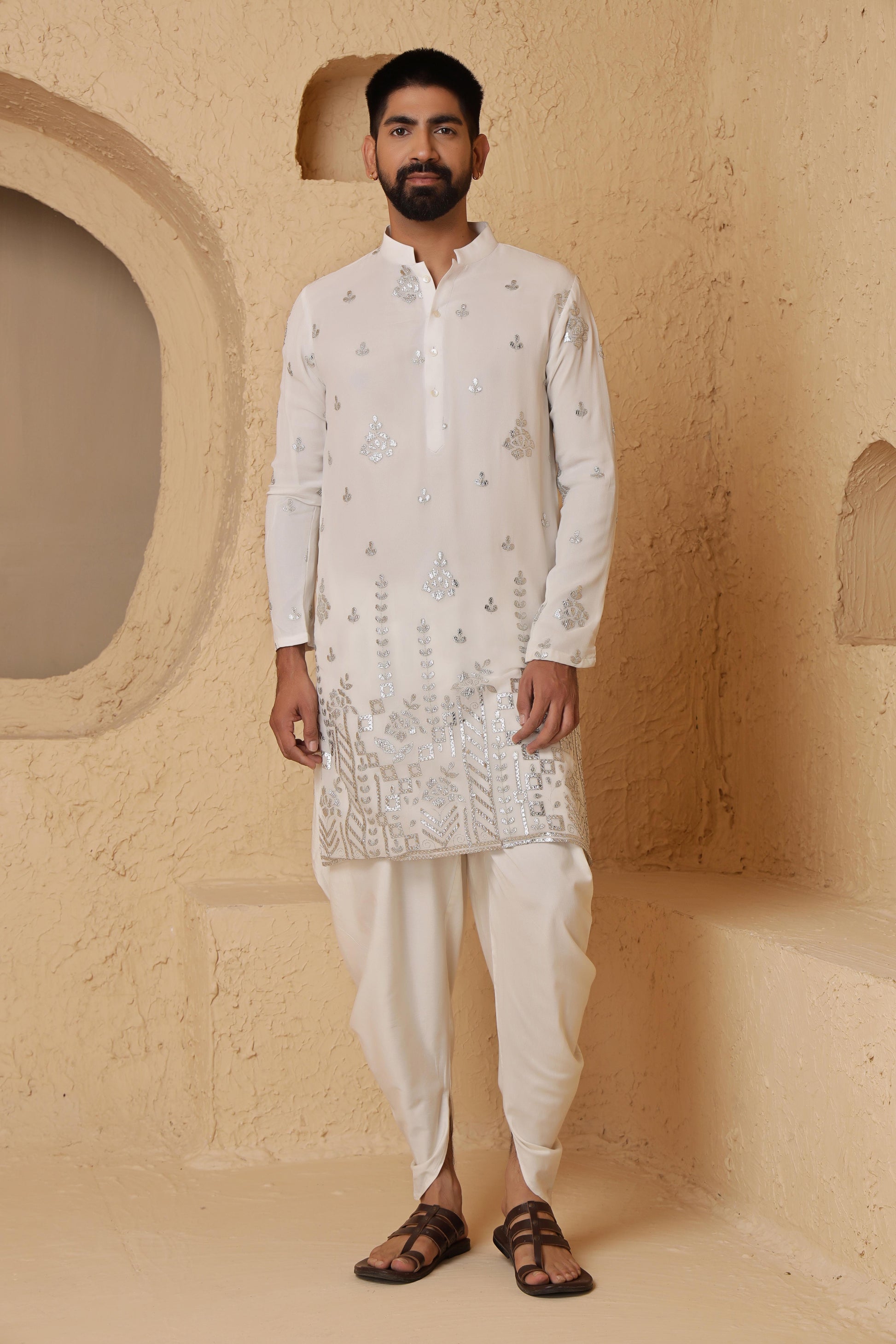 Ivory Foil Gotta Kurta Set