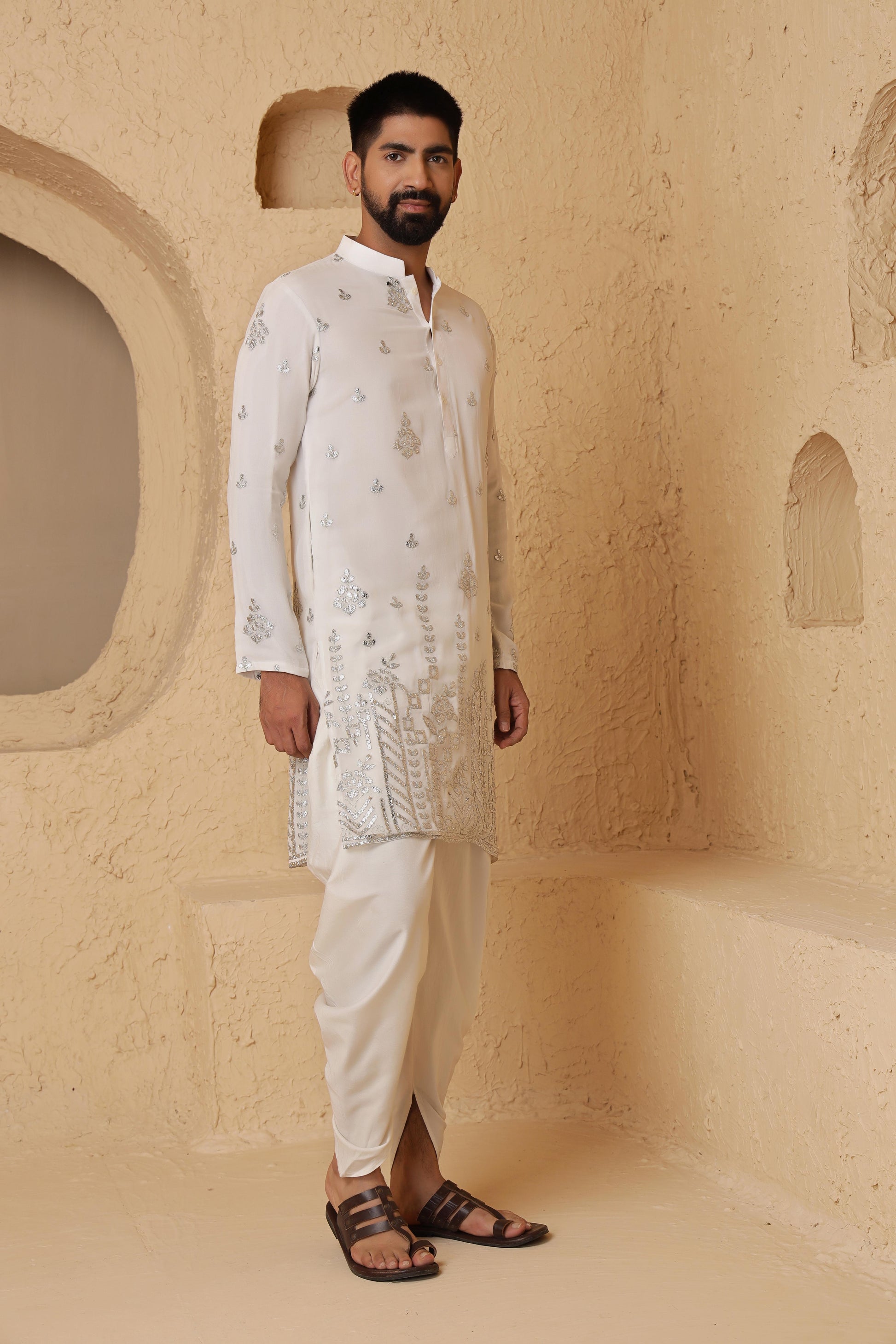 Ivory Foil Gotta Kurta Set