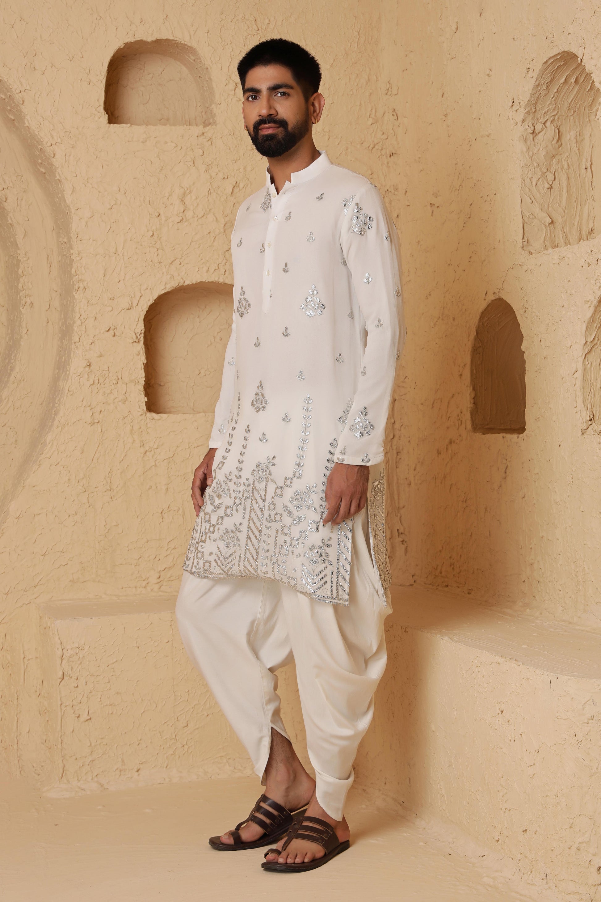 Ivory Foil Gotta Kurta Set