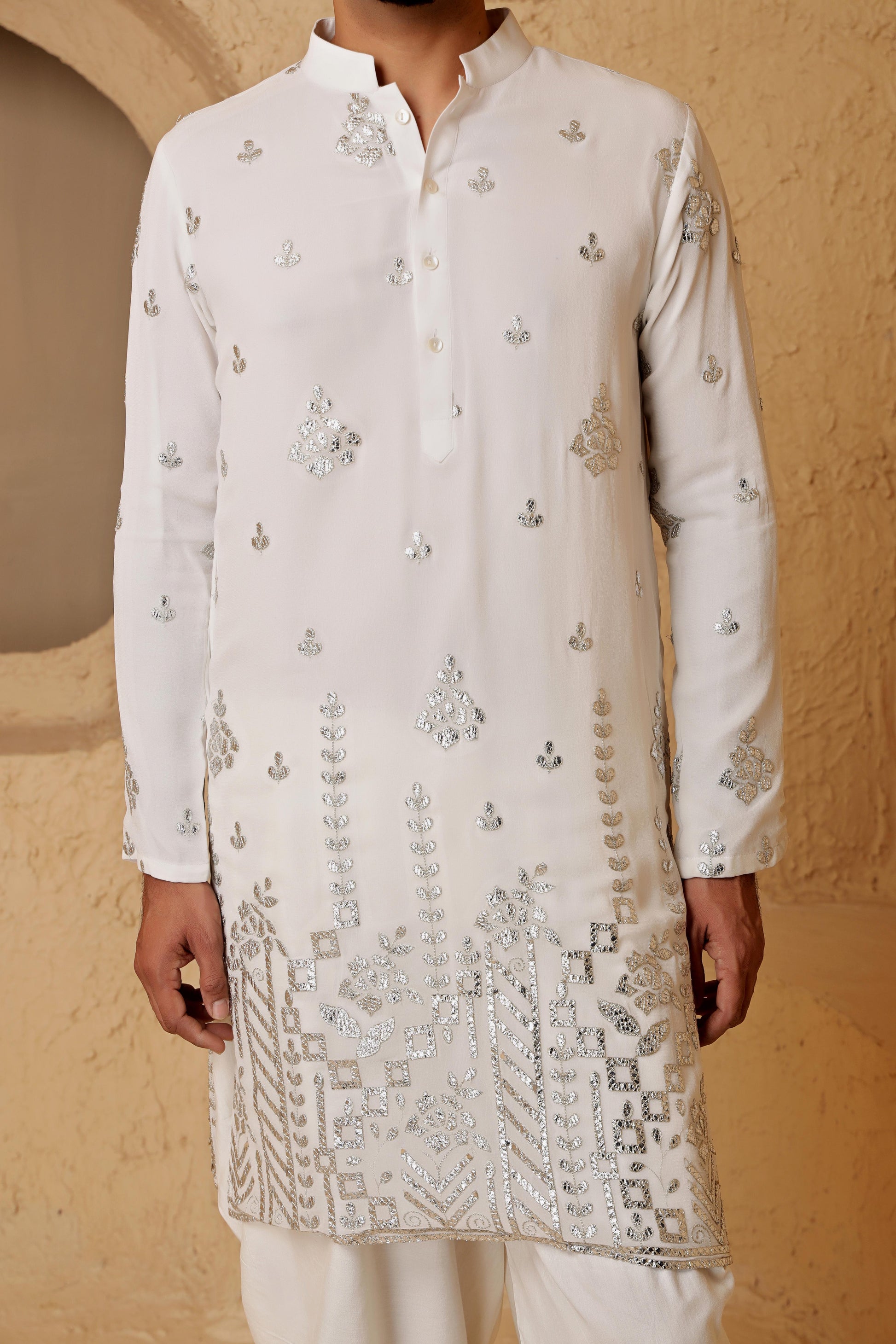 Ivory Foil Gotta Kurta Set