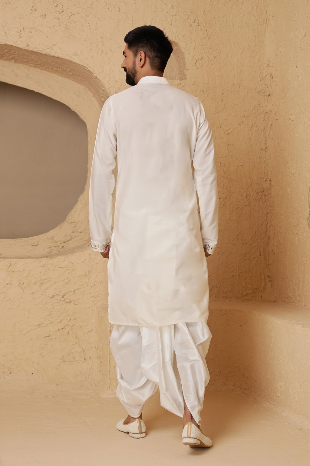 Ivory Elephant Motif Kurta Set