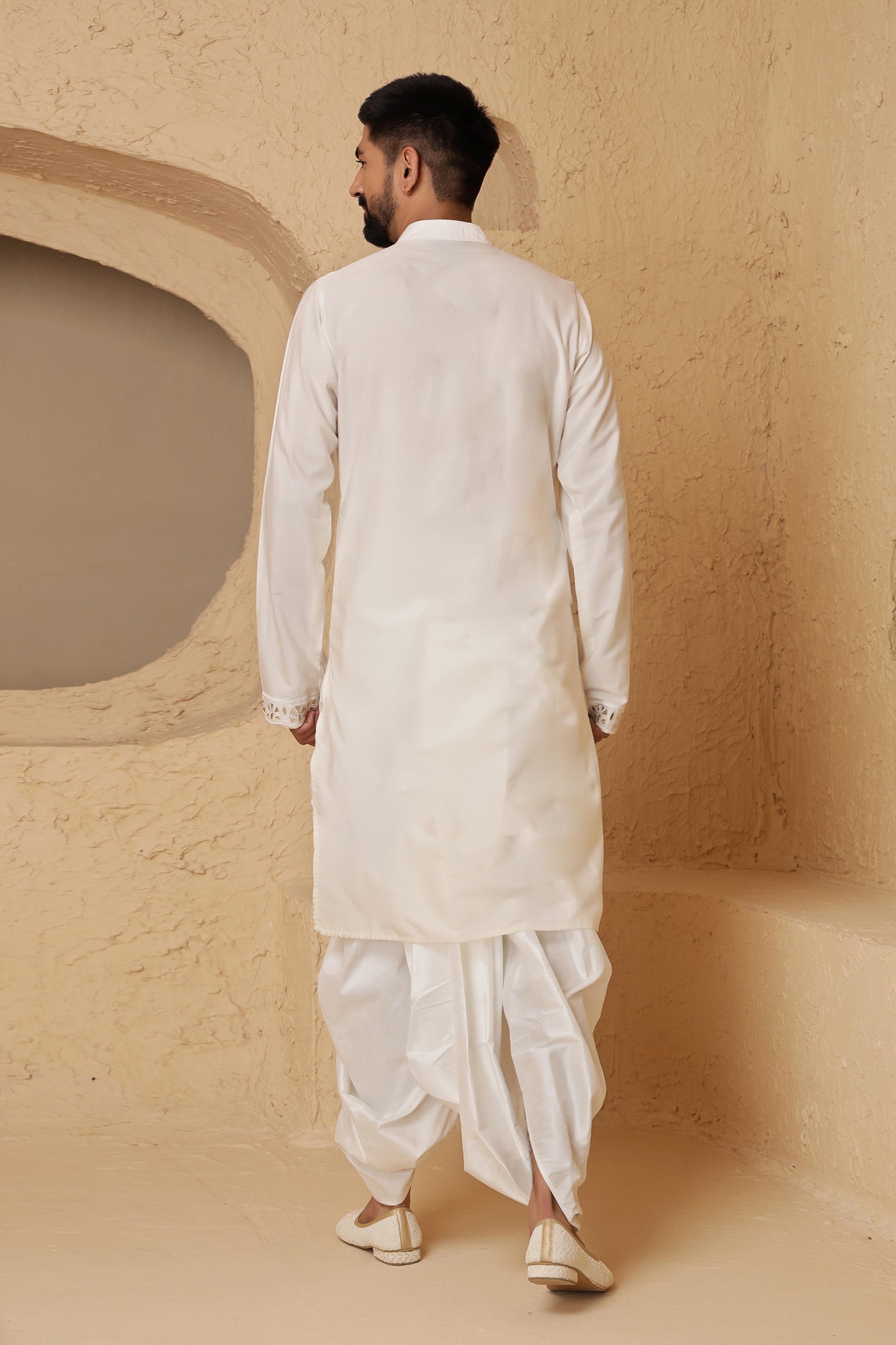 Ivory Elephant Motif Kurta Set