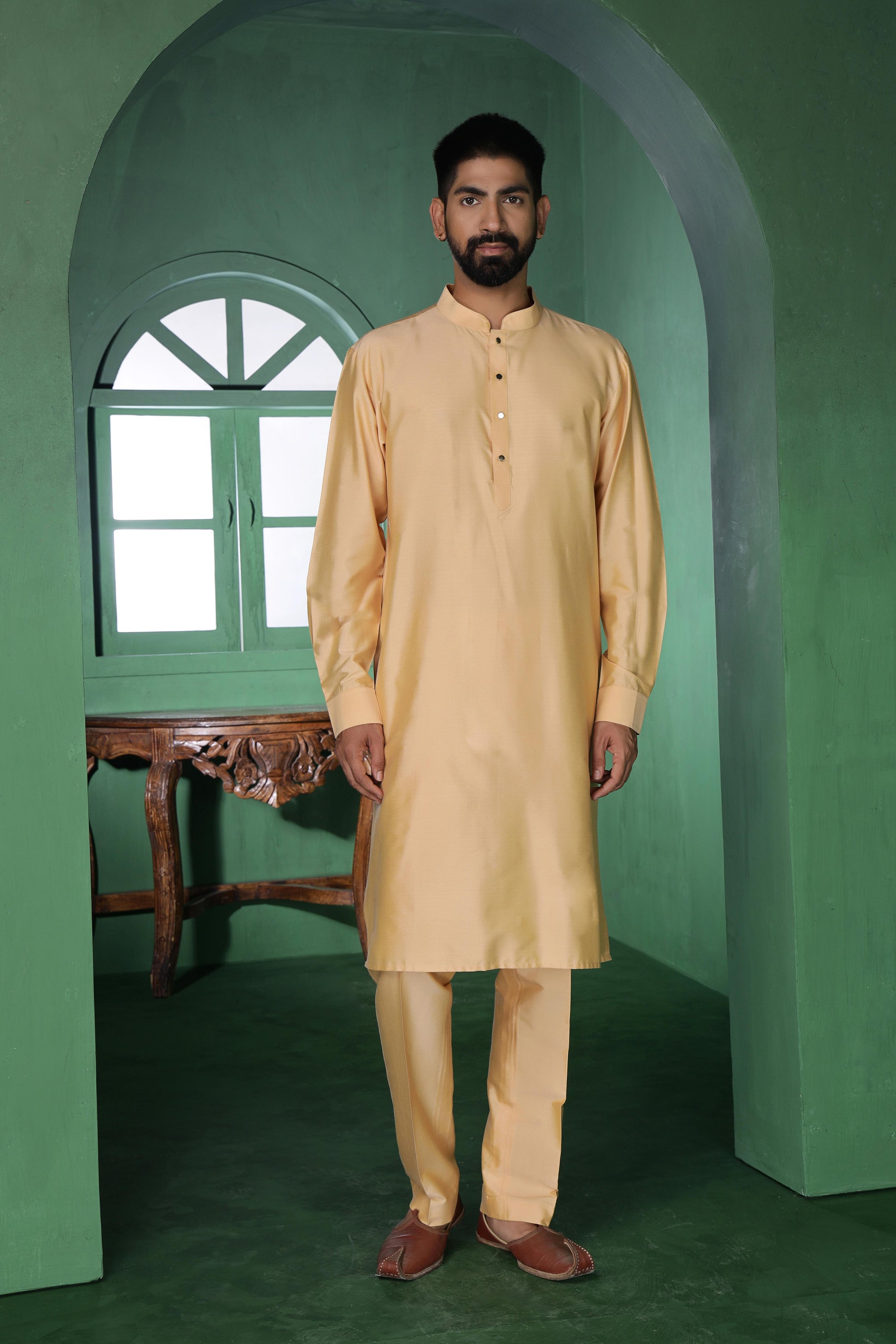 Beige multi-pintux Kurta Set