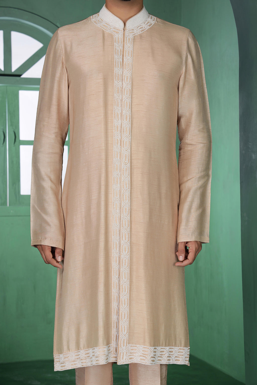 Beige Cutdana Indo-Western Set