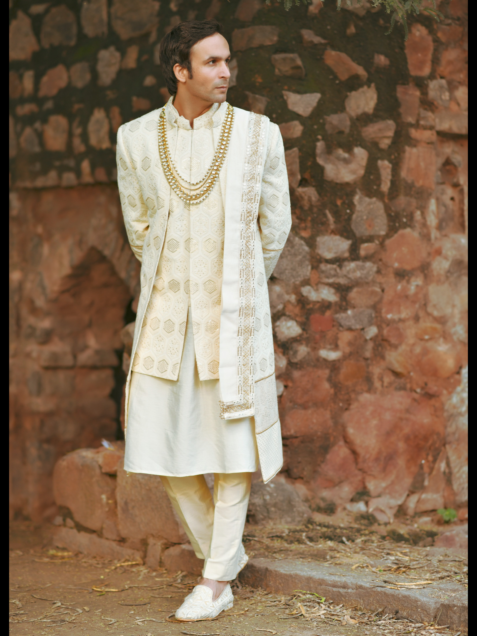 Lucknowi sheewani set with jacket