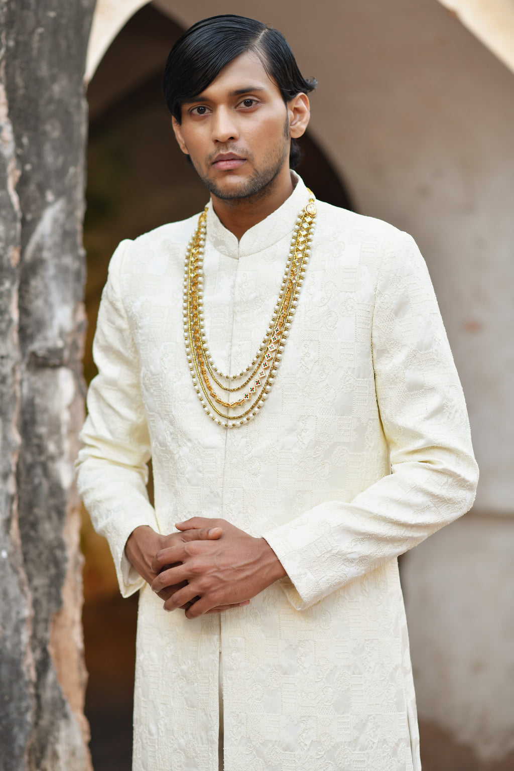 Lucknowi sheewani set with jacket