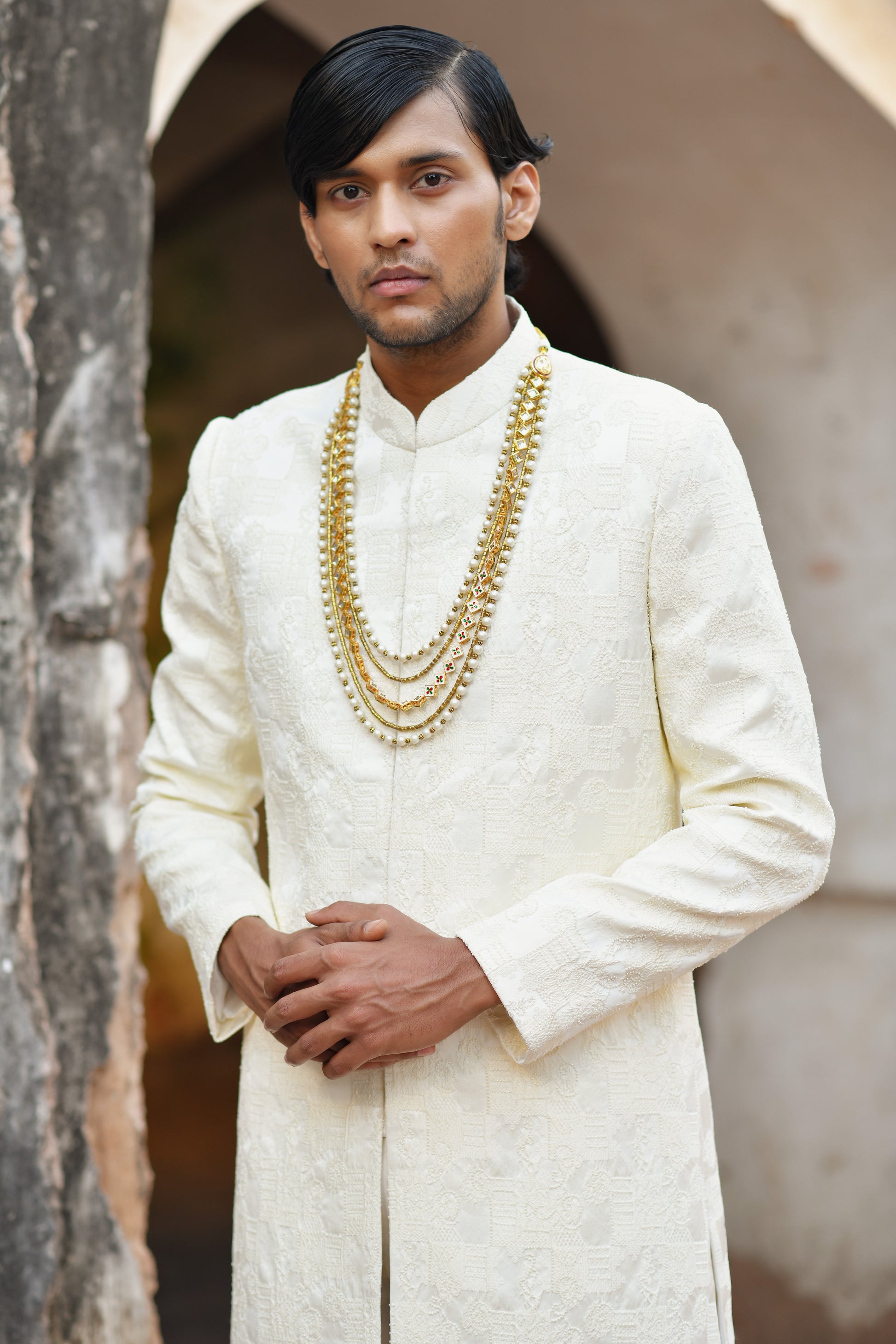 Lucknowi sheewani set with jacket