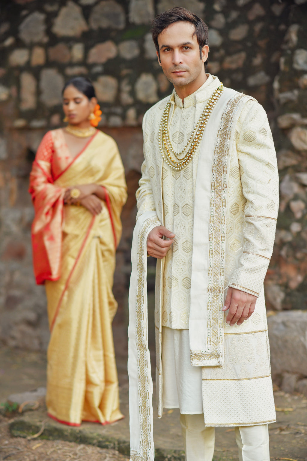 Lucknowi sheewani set with jacket