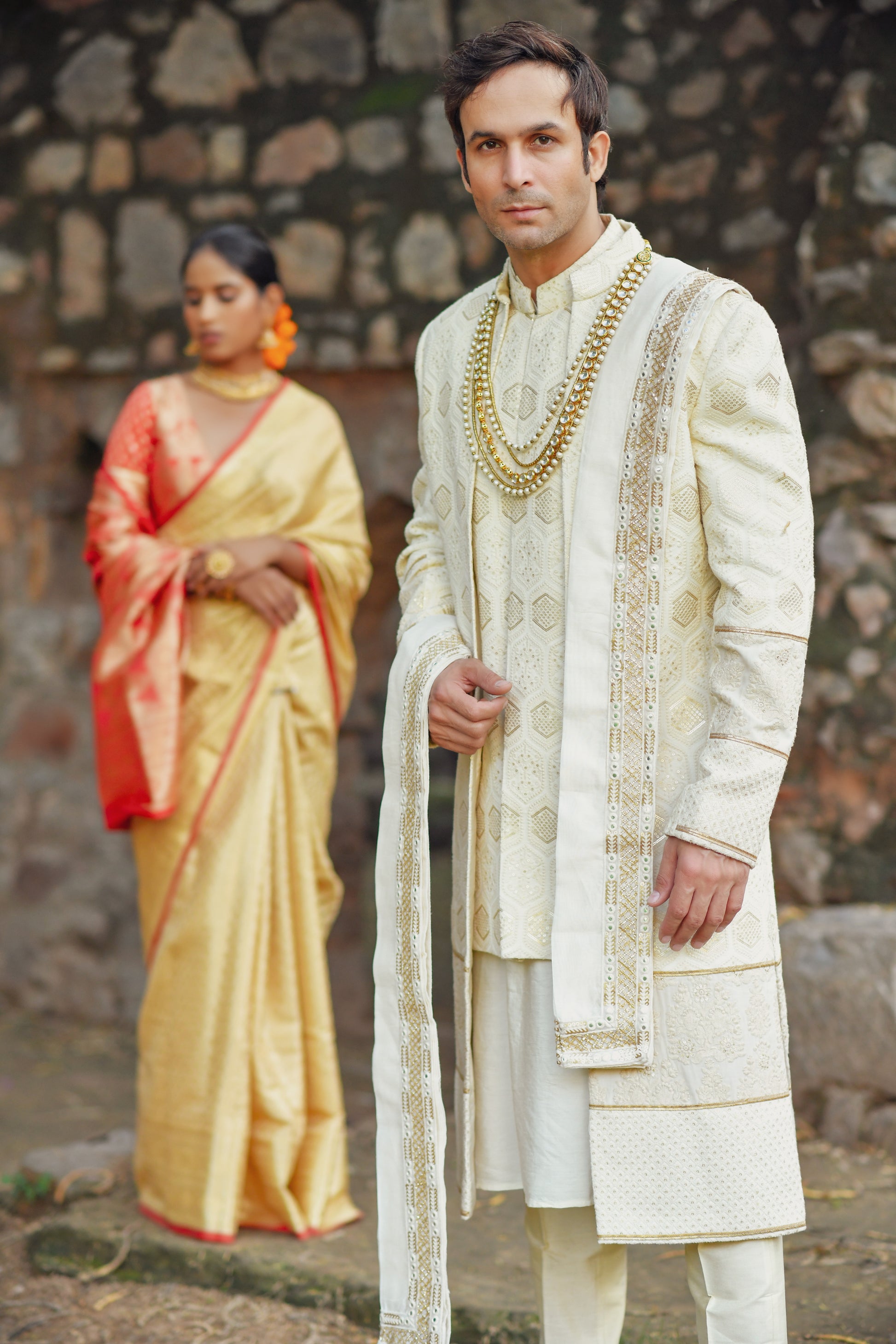 Lucknowi sheewani set with jacket