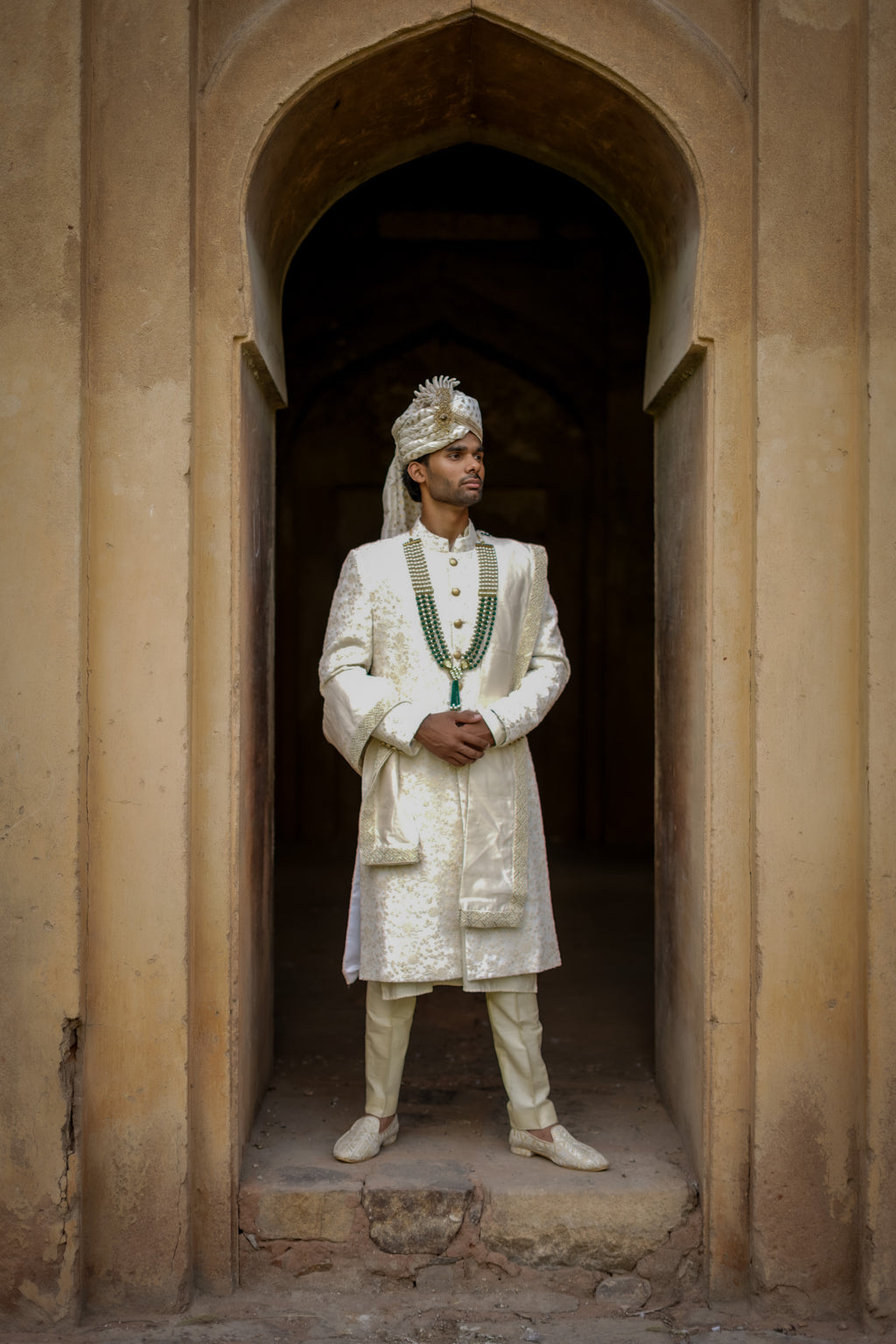 Lucknowi sheewani set with jacket