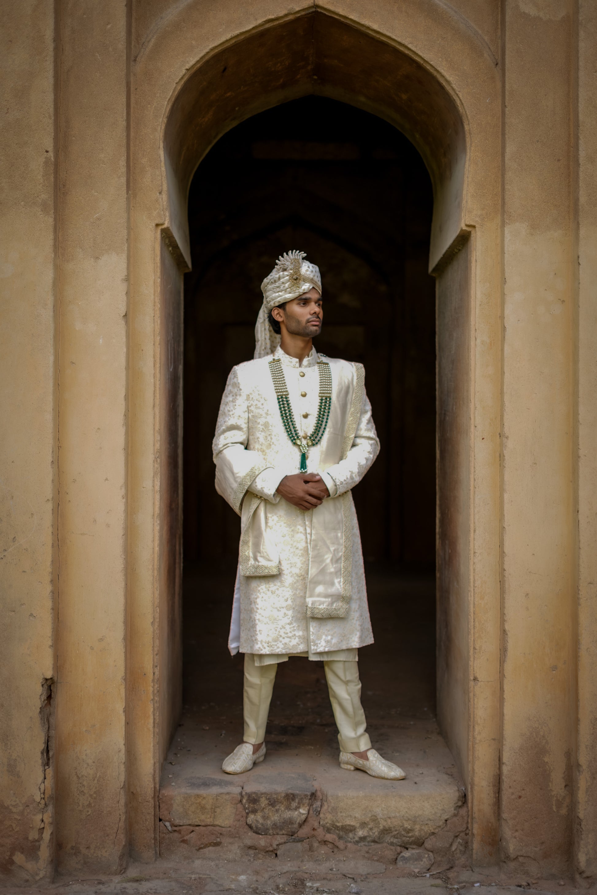 Lucknowi sheewani set with jacket