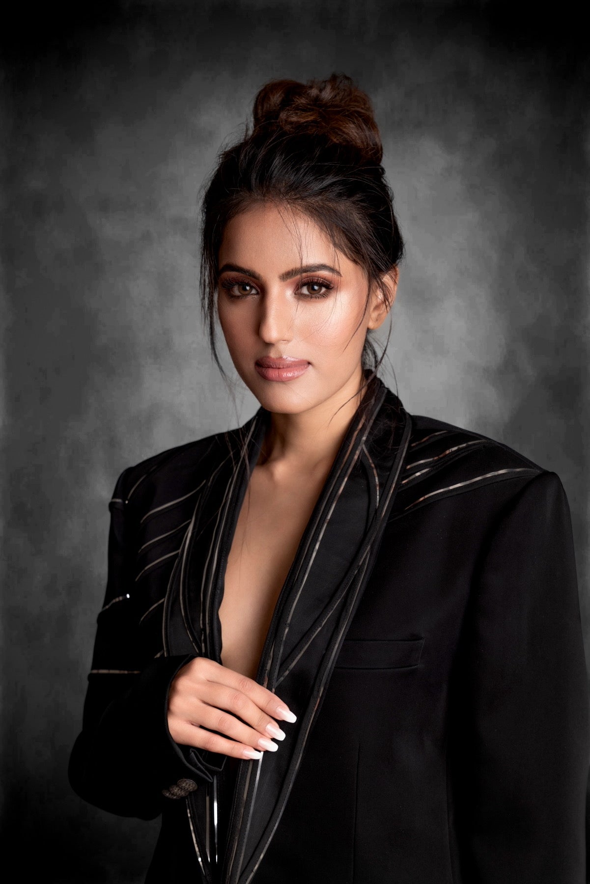 Black Metallic Blazer Dress