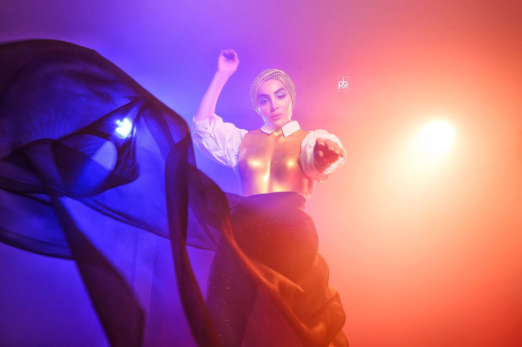 Gold Metal Top with Crinkled Skirt