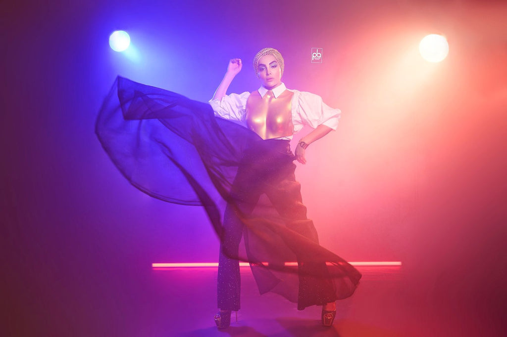 Gold Metal Top with Crinkled Skirt